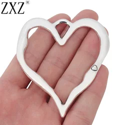 2pcs Large Abstract Heart Charms Pendants for Necklace Jewelry Making Findings Gifts 76x67mm