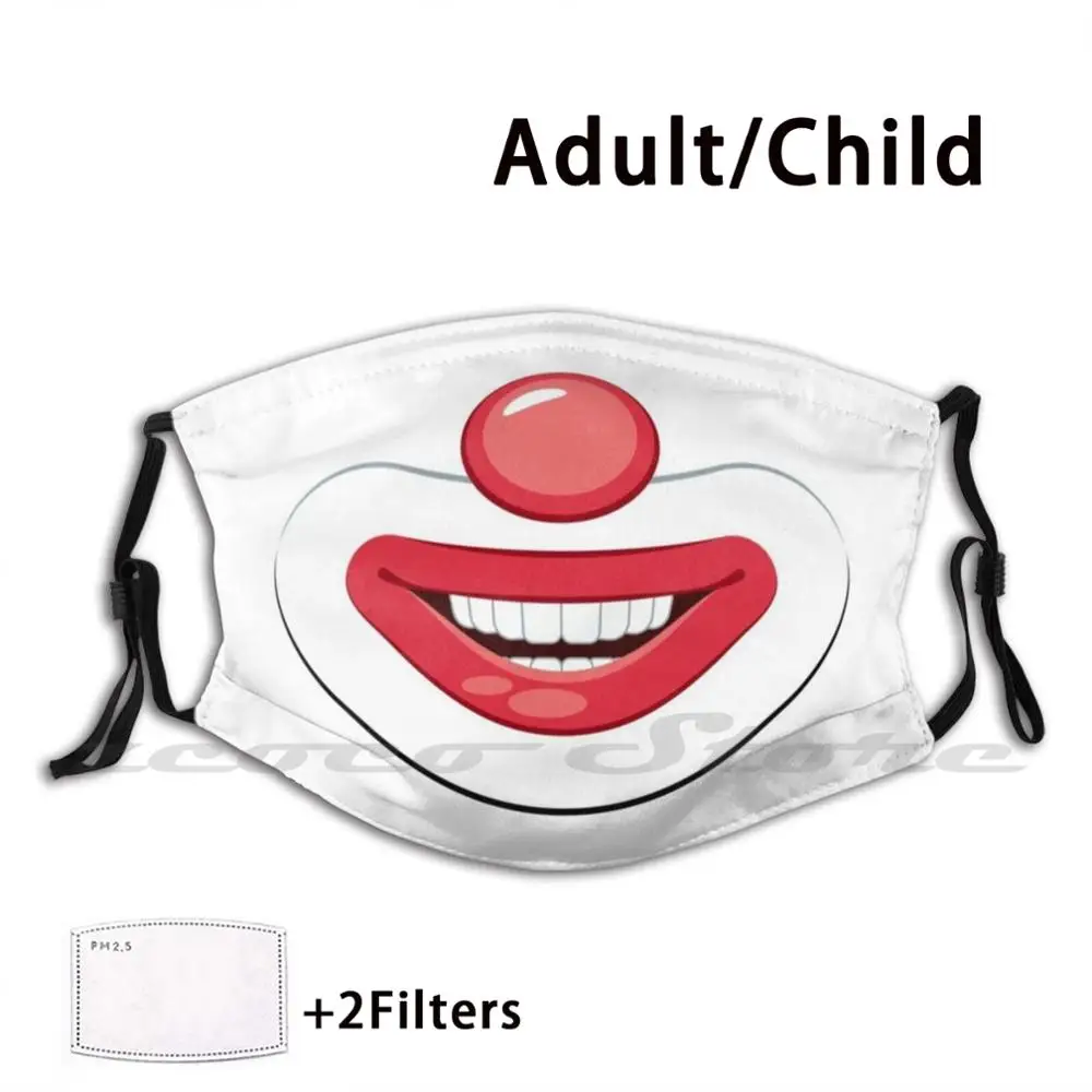 Mascarilla con diseño de payaso para adultos y niños, máscara lavable con filtro Pm2.5