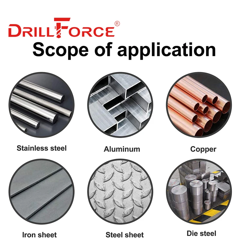 Drillforce 14-100Mm Tct Gatenzaag Boor Legering Carbide Kobalt Staal Cutter Opener Roestvrij Stalen Plaat Ijzer metalen Snijden Kit