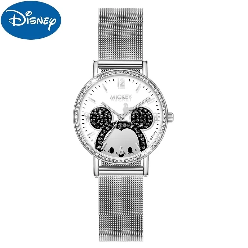 Disney Original Youth Lady Casual Quartz Wristwatch Women Rhinstone Scale Female Micky Mouse Toodles Cartoon New Relogio Feminin