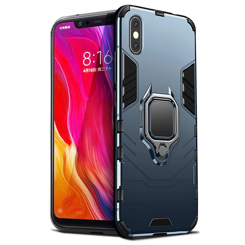 Funda con anillo de armadura para Xiaomi mi 8 pro, edición Mi8 Explorer, funda de teléfono con parachoques suave para Xiaomi 8 pro, funda para mi 8 pro