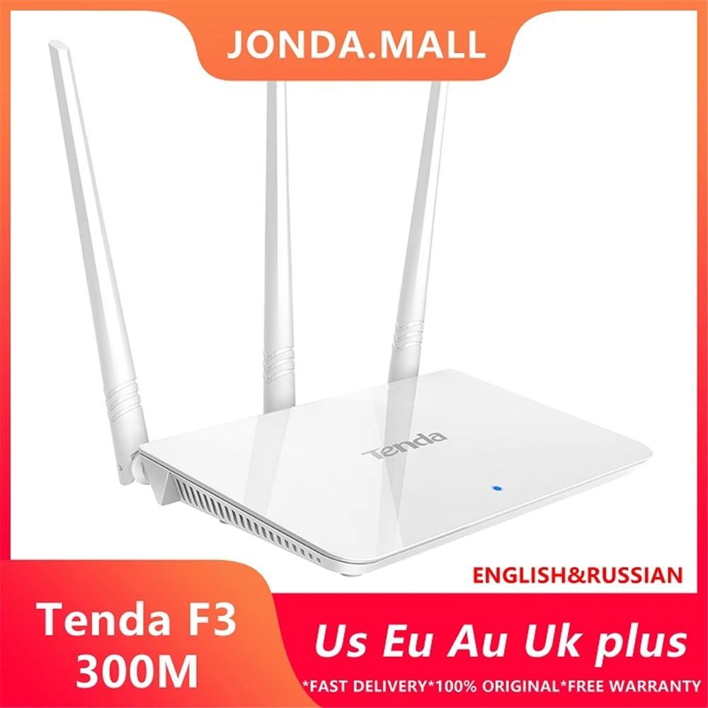 

Tenda F3 300Mbps Wireless WiFi Router, Multi Language Firmware, 1*WAN+3*LAN Ports, Perfect to Small & Medium House,Easy Setup