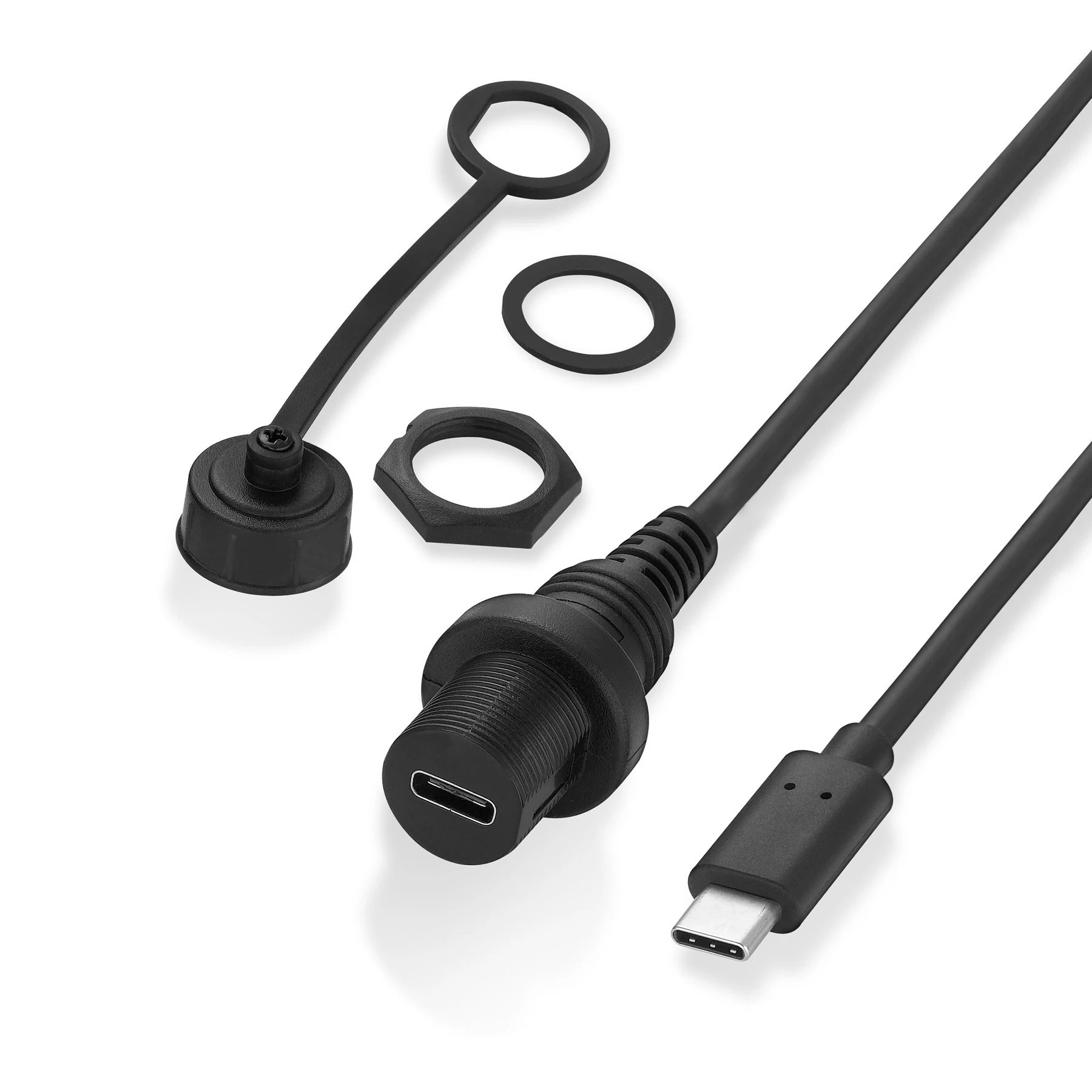 Bochara USB Type C 3.0 2.0 mâle à femelle tableau de bord encastré câble d'extension pour voiture camion bateau moto