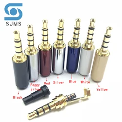 Copper 3.5mm Stereo Headset Plug 3/4 Pole Jack with Clip 3.5 mm Stereo Audio Plug Jack Adapter Connector for 4mm Cable Adapter