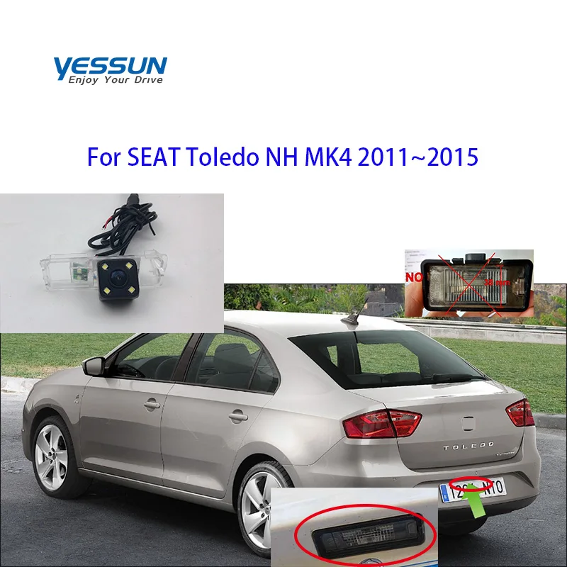 Yessun CCD Rear View Camera For SEAT Toledo NH MK4 2011~2015 Parking Reverse Backup 4 LED CAMERA  license plate camera