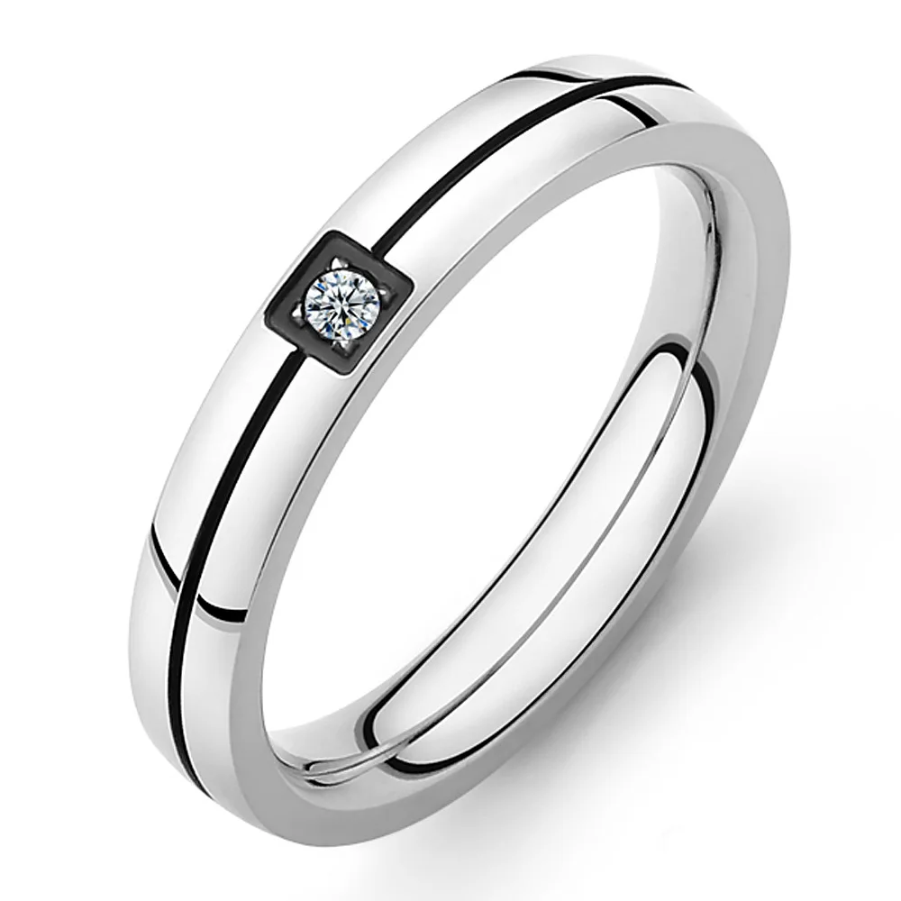 KNOCK  high quality Cubic Zirconia Ring Stainless Steel Shinning Crystal Couple Ring Forever Love For Romantic Wedding Ring