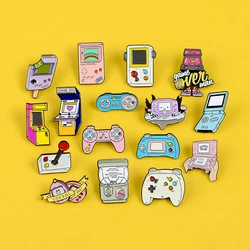 Coleções de pinos de esmalte jogo de arcade retro dos anos 90 dos desenhos animados gamepad broches jóias camisa denim colar crachá amigos de lapela presentes