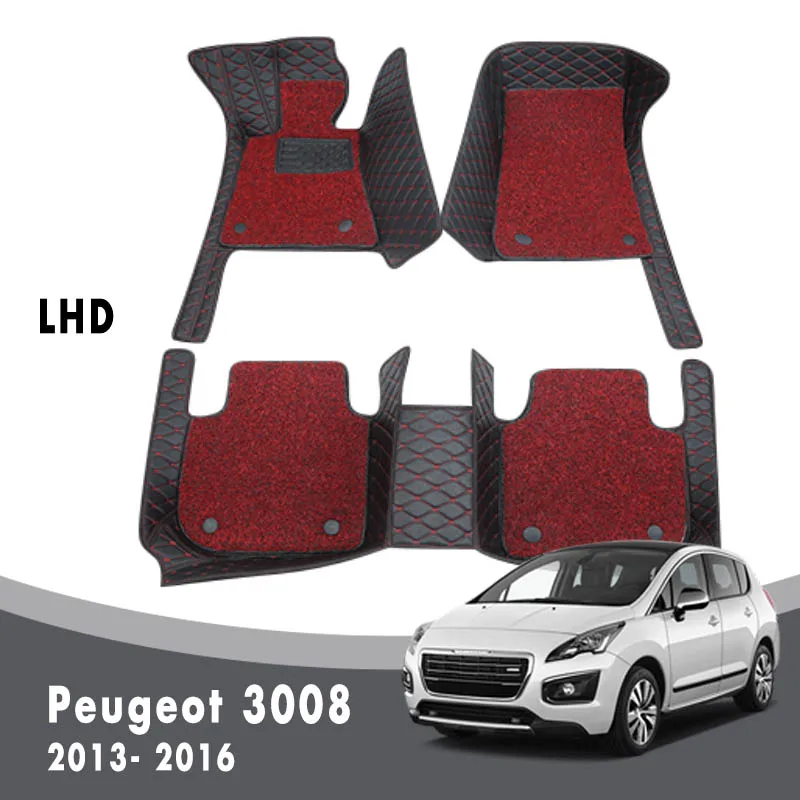 

Auto Carpets Luxury Double Layer Wire Loop For Peugeot 3008 2016 2015 2014 2013 Car Floor Mats Interior Accessories Waterproof