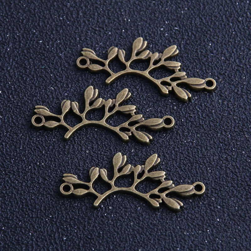 9pcs 14*36mm Antique Bronze Metal Pendant Tender Leaf Charms Jewelry Findings Accessories for DIY