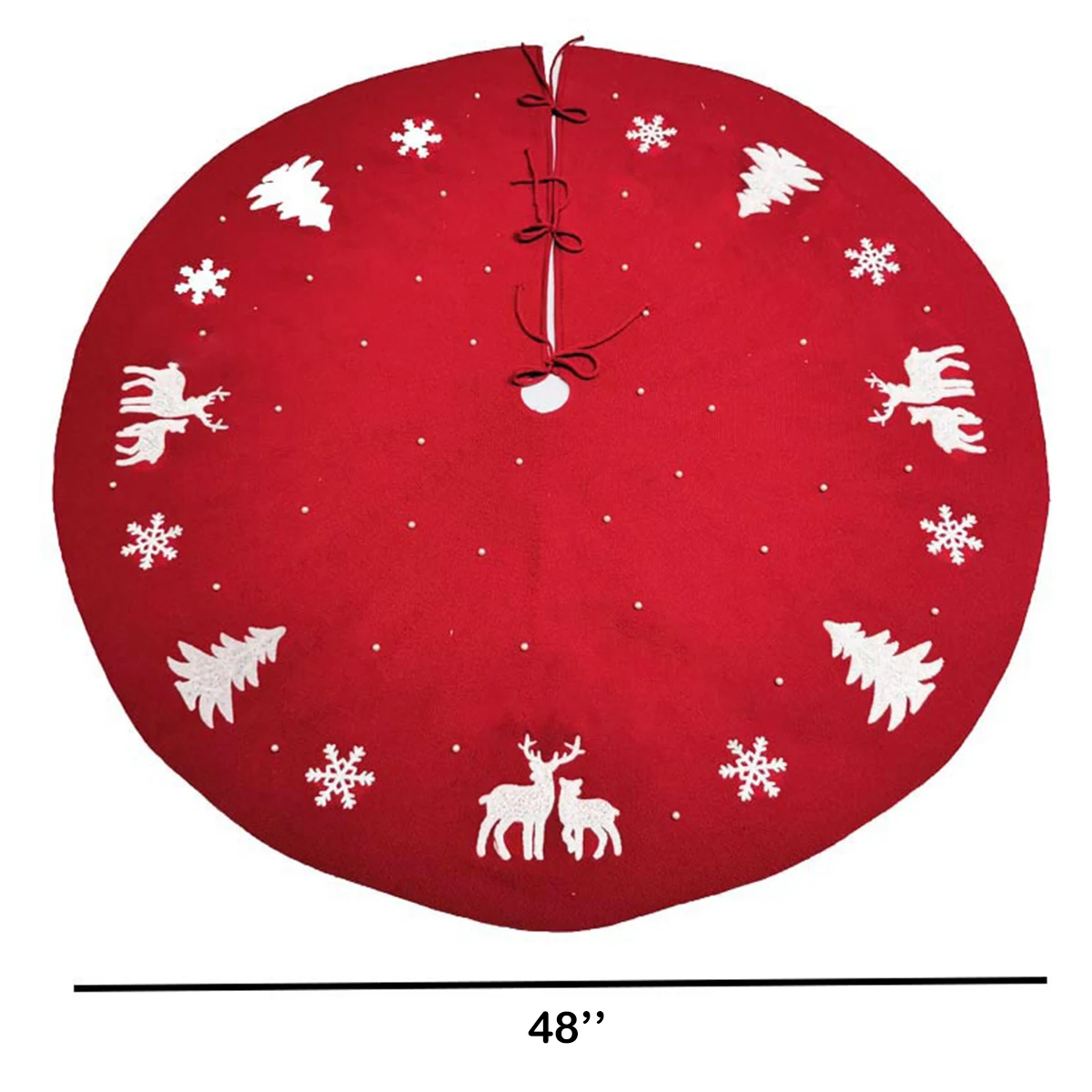 Plaid Christmas Tree Skirt Knitted Tree Base Cover Snowflake Mat New Year Ornaments Party Decoration Elk Print Xmas Tree Skirt