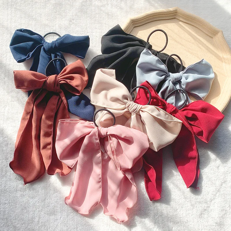 New Big Bowknot Hair Scrunchies For Women Girls Sweet Elastic Hair Bands Elegant Hair Tie Rope Rubber Bands Gum Hair Accessories