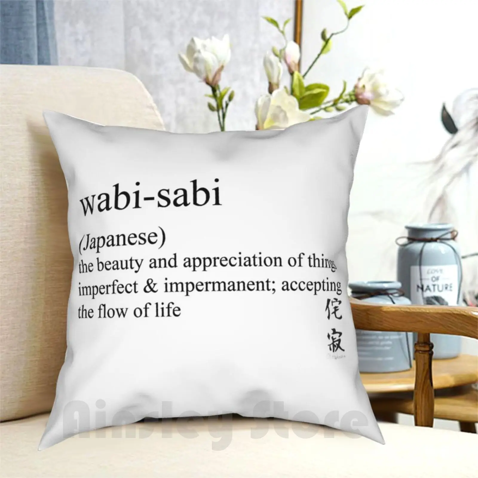 Wabi-Sabi ( Japanese ) Statement Tees & Accessories Pillow Case Printed Home Soft Throw Pillow Untranslatable Words