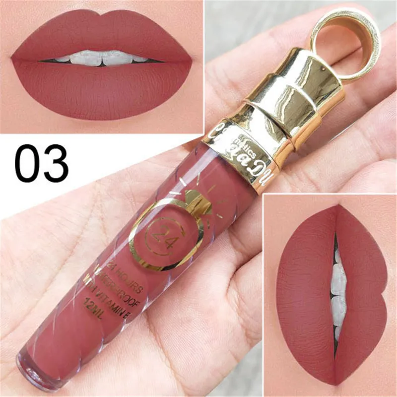 Neue!!Make-Up Lippen Matt Flüssigen Lippenstift Wasserdicht Langlebige Sexy Pigment Nude Glitter Stil Lip Gloss Schönheit Rote Lippen Tönung