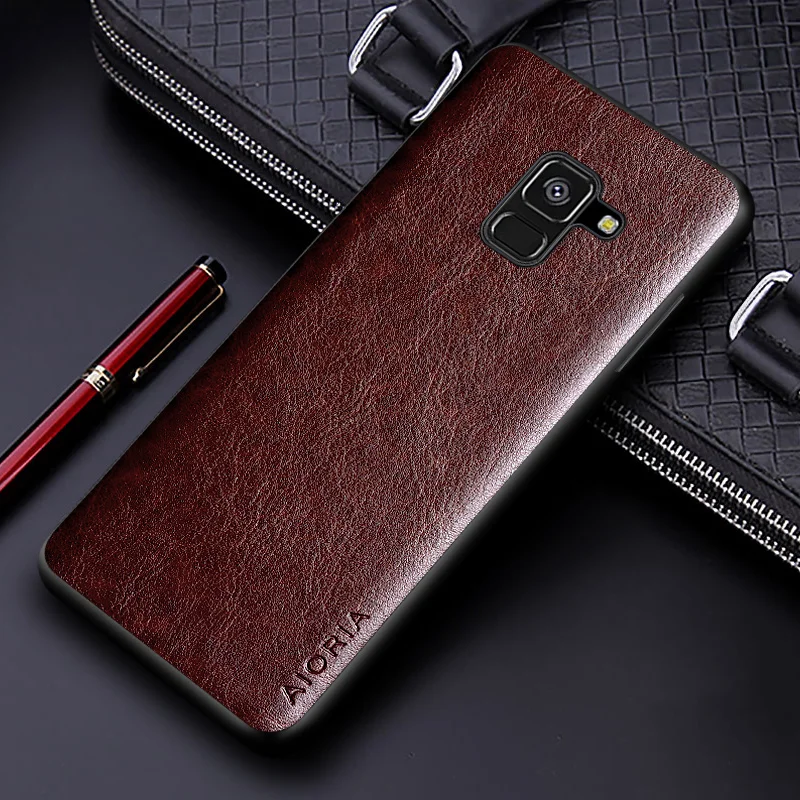 Luxury PU leather Case for Samsung galaxy A8 Plus 2018 A530 A730 case Business solid color design cover for samsung a8 plus case