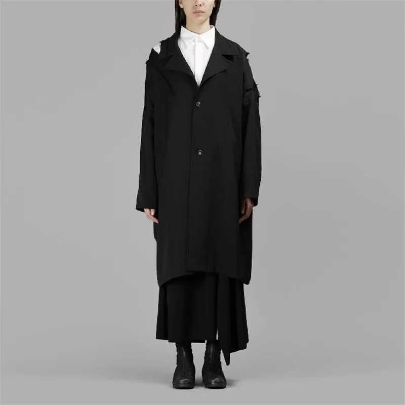 Original maobian male trench coat of the long dark series of large size trench coat of clothing  S-6XL！Custom dress