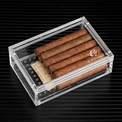 Galliner Large Clear acrilico umidificatore per sigari PVC Home Storage 20 sigari Box Humidor con sacchetto umidificatore per sigari con pacchetto di umidità