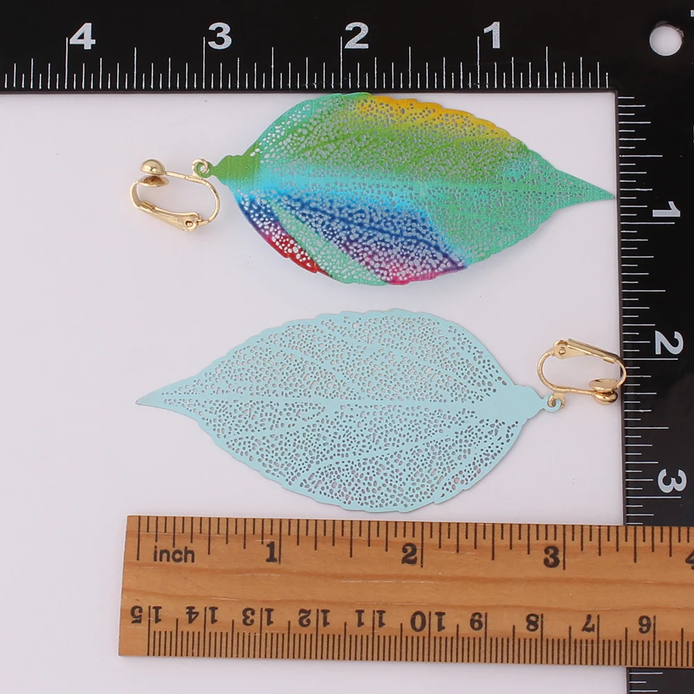 GRACE JUN Korea Style Copper Material Big Leaf Clip on Earrings Without Pierced for Womem Gold Color Ear Cuff Earrings Wholesale