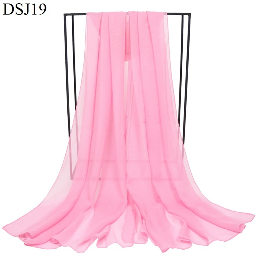 New Pure Color Georgette Silk Scarf Women Monochrome Red Scarves Sun Shawl Female Catwalk Training Dance Wraps Wholesale