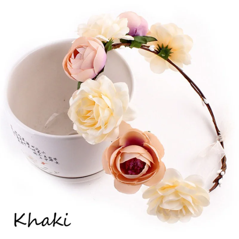 Braut Blume Crown Haar Band Hochzeit Floral Stirnband Girlande Mädchen Blume Kranz Elastische Haar Zubehör Party Hochzeit Kopfschmuck