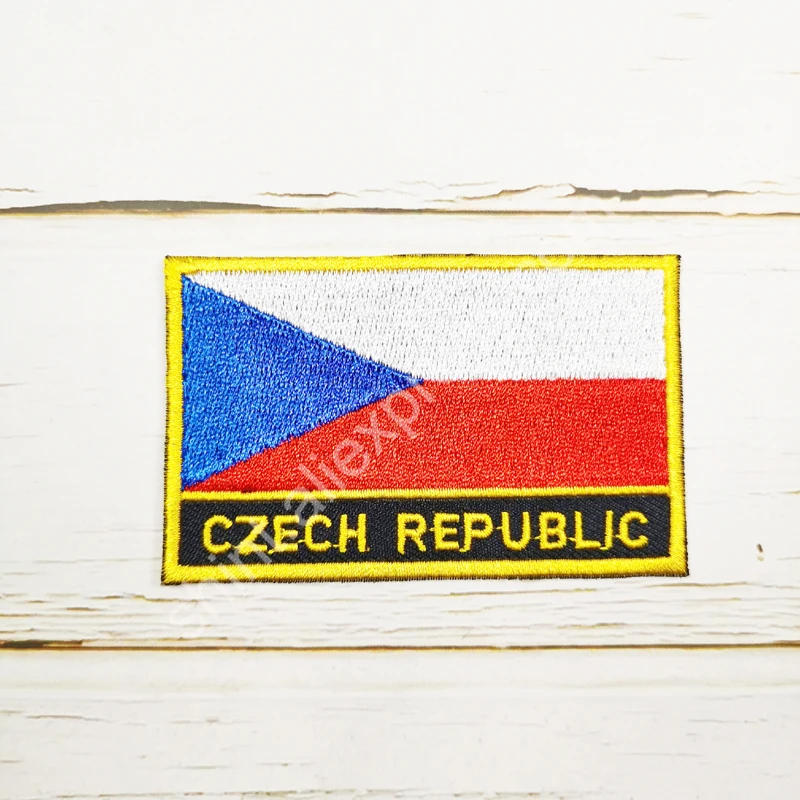 Czech Republic National Flag Embroidery Patches Badge Shield And Square Shape Pin One Set On The Cloth Armband Backpack  Gifts