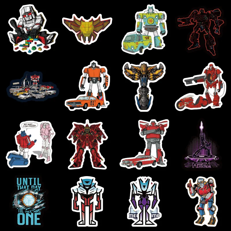 10 50pcs Transformers Stickers Robot Pegatinas Luggage Trolley Suitcase Guitar Electric Car Waterproof PVC Graffiti Sticker