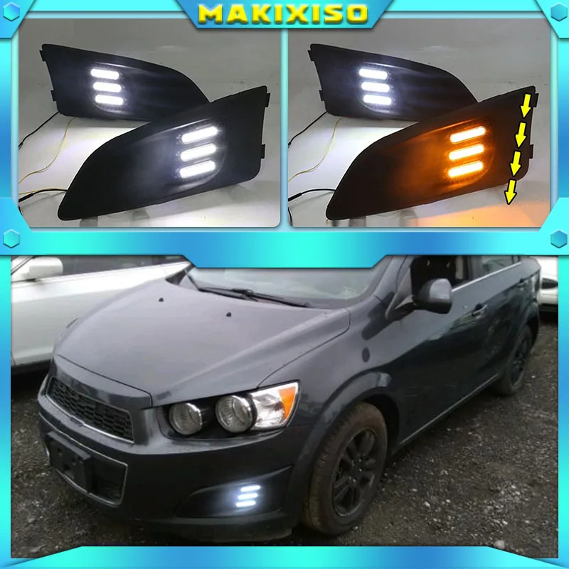 

1 Set Car LED DRL Light Daytime Running Light Daylight With Turn Signal Lamp For Chevrolet Chevy AVEO Sonic 2011 2012 2013