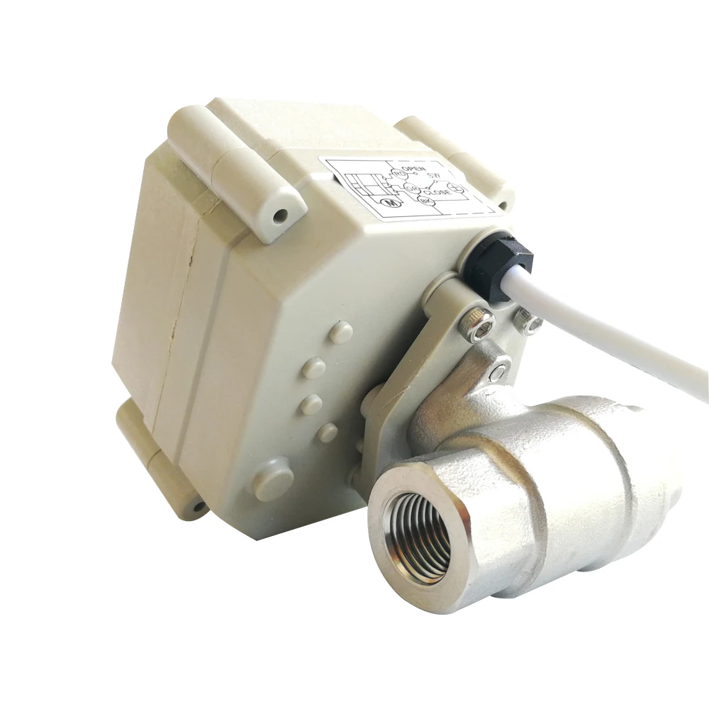 Tsai Fan DC12V DC24V BSP/NPT 1/4'' Electric Water Valve 2/3/5/7 Wires Stainless Steel DN8 Motorized Valve Metal Gears CE IP67