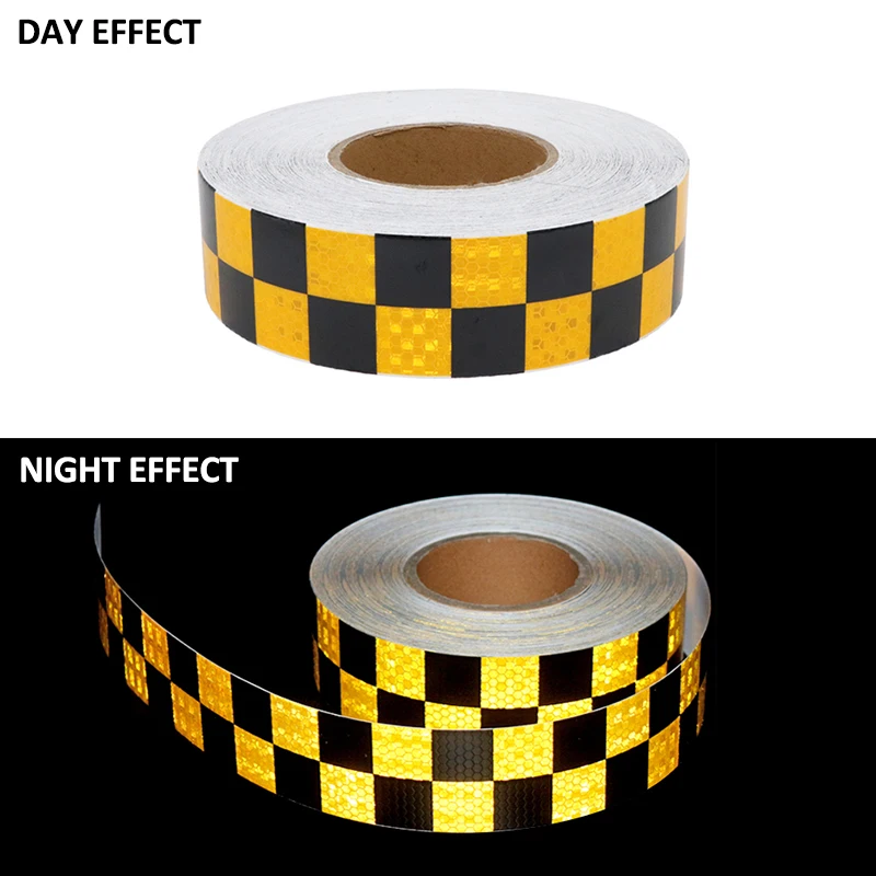 VOOFENG PVC Reflective Tape Car Sticker for Road Safety Check Style 5cmX5m 5cmX10m RS-6490