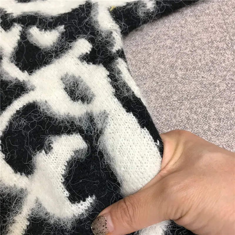 Frauen Stricken Strickjacke Jacke Elegante Warme Langarm Pullover Herbst Winter Streetwear Blume Einreiher Lose Pullover