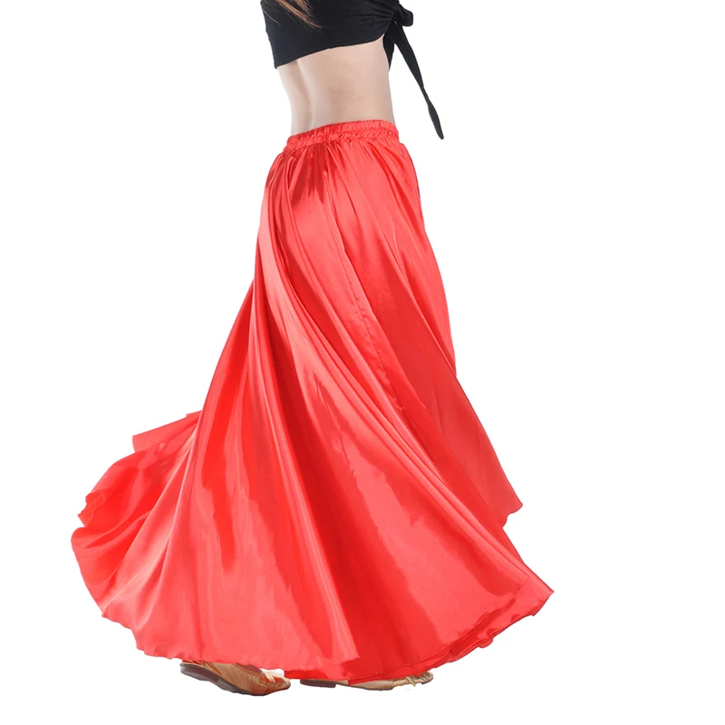 Women Belly Dance Skirt Performance Costume Professional Belly Dancing Clothes Full Circle Satin Skirts Flamenco Skirt Plus Size