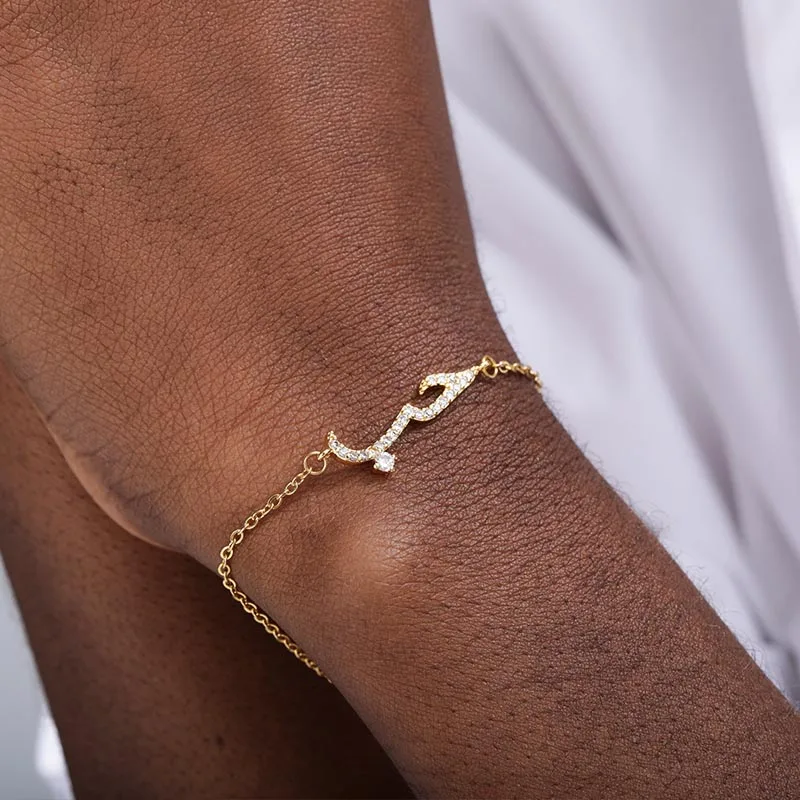 Gold Color I love you Arabic Bracelet For Women Islam Stainless Steel Bracelets Romantic Charm Jewelry Valentines Day Gift