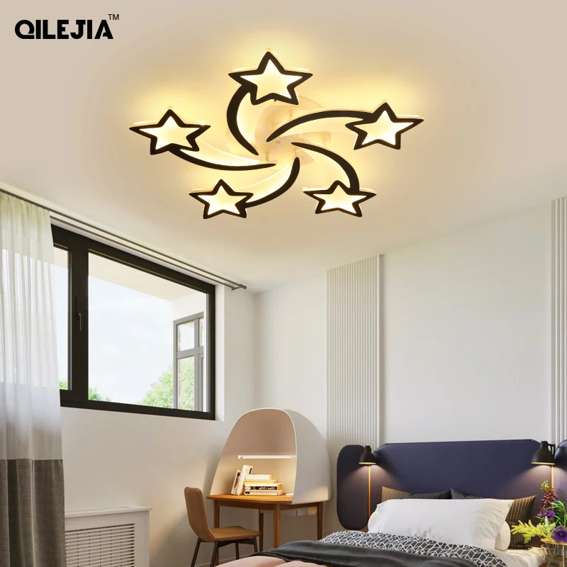 QILEJIA Modern Acrylic Star Chandelier LED Lights For Living Study Dining Room Bedroom Home Deco Lighting Fixture Dimmable Lamps