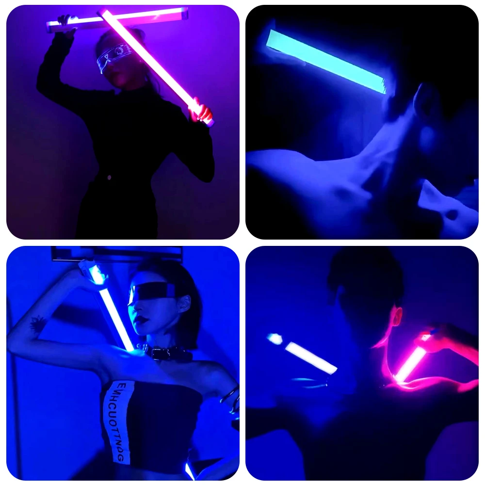 LED Night Light RGB Colorful Rechargeable Neon Tube Atmosphere Fill Lamps Handheld Lighting Decor For Home Bedroom Party Bar