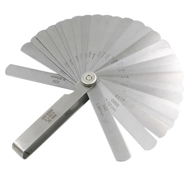 Regla de separación de acero inoxidable, calibrador de sensación de 0,02-1mm de espesor, 32 hojas de espesor, herramienta de medición de calibre de relleno Métrico