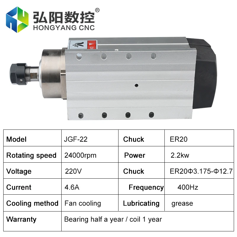 محرك المغزل باستخدام الحاسب الآلي تبريد الهواء 220 فولت 2.2 كيلو وات ER20 المغزل المبرد بالهواء مع شفة لآلة طحن جهاز التوجيه باستخدام الحاسب الآلي النقش النجارة