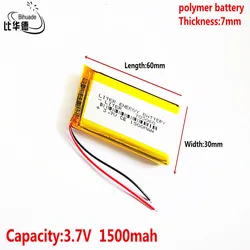 리터 에너지 배터리 3.7V 1500MAH 703060 Mp3 헤드폰 패드 DVD 블루투스 카메라용 리튬 폴리머 LiPo 충전식 배터리