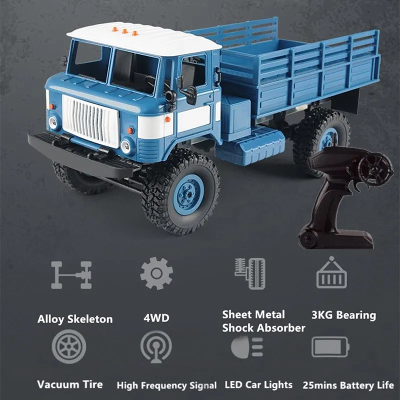 Electric Full Metal 2.4G Truck Off-Road RC Truck 1:16 Metal Body Structure Metal Shock Absorber Remote Control Truck RC Toy Gift