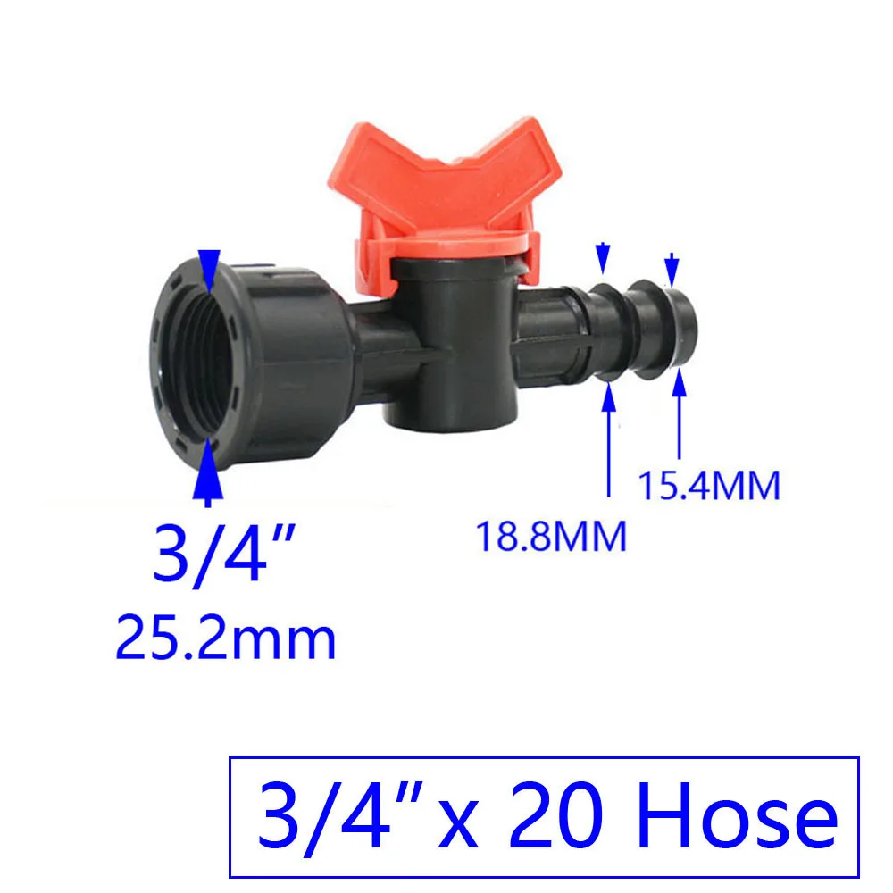 Conector de manguera de Pe para grifo de jardín, Mini válvula con rosca de 1/2, 3/4 \