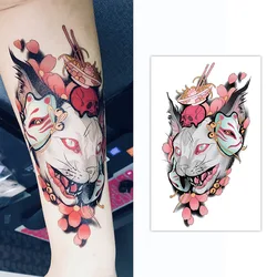 Autocollants de tatouage temporaire chat japonais pour femmes et hommes, taille du corps, imperméable, faux tatouage coloré, tatouages transférables