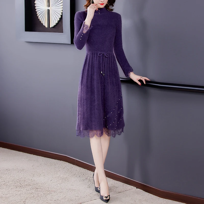 Winter Women Elegant Warm Long Turtleneck Mink Cashmere Sweaters 2024 Autumn Vintage Solid Casual Midi Sweater Dresses 4 Winter Women Elegant Warm Long Turtleneck Mink Cashmere Sweaters 2024 Autumn Vintage Solid Casual Midi Sweater Dresses 4