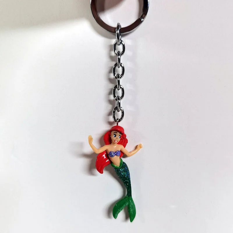 ديزني ذا ليتل ميرميد الأميرة عمل أرقام اللعب ارييل شخصيات كرتونية سلاسل المفاتيح حقيبة قلادة هدايا للأطفال #4