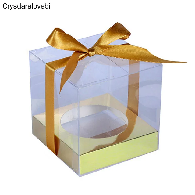 12/24/48pcs/lot Wholesale and Retail Transparent Pvc Cake Box Cookie Single Cupcake Box 9*9*9cm