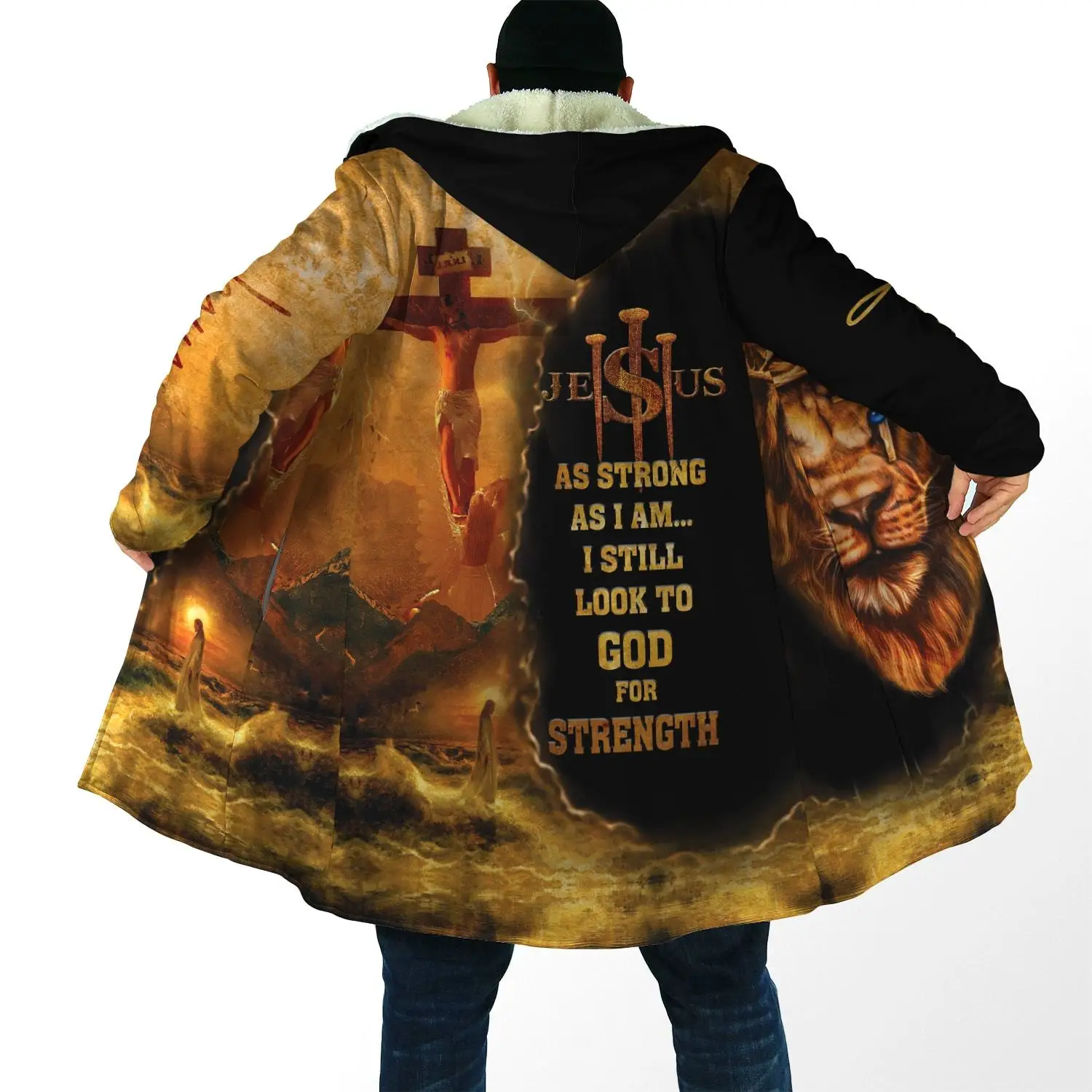 Cape à capuche unisexe pour hommes, manteau chaud décontracté, impression 3D, amour, animal, lion, optique, sourire, mode hivernale, 2021, ug 12