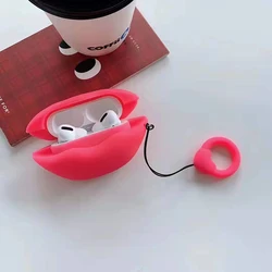For AirPods Pro Case Cute Red Lips Shape Earphone Protector Air Pods Charging Box Bag Soft Silicone Case