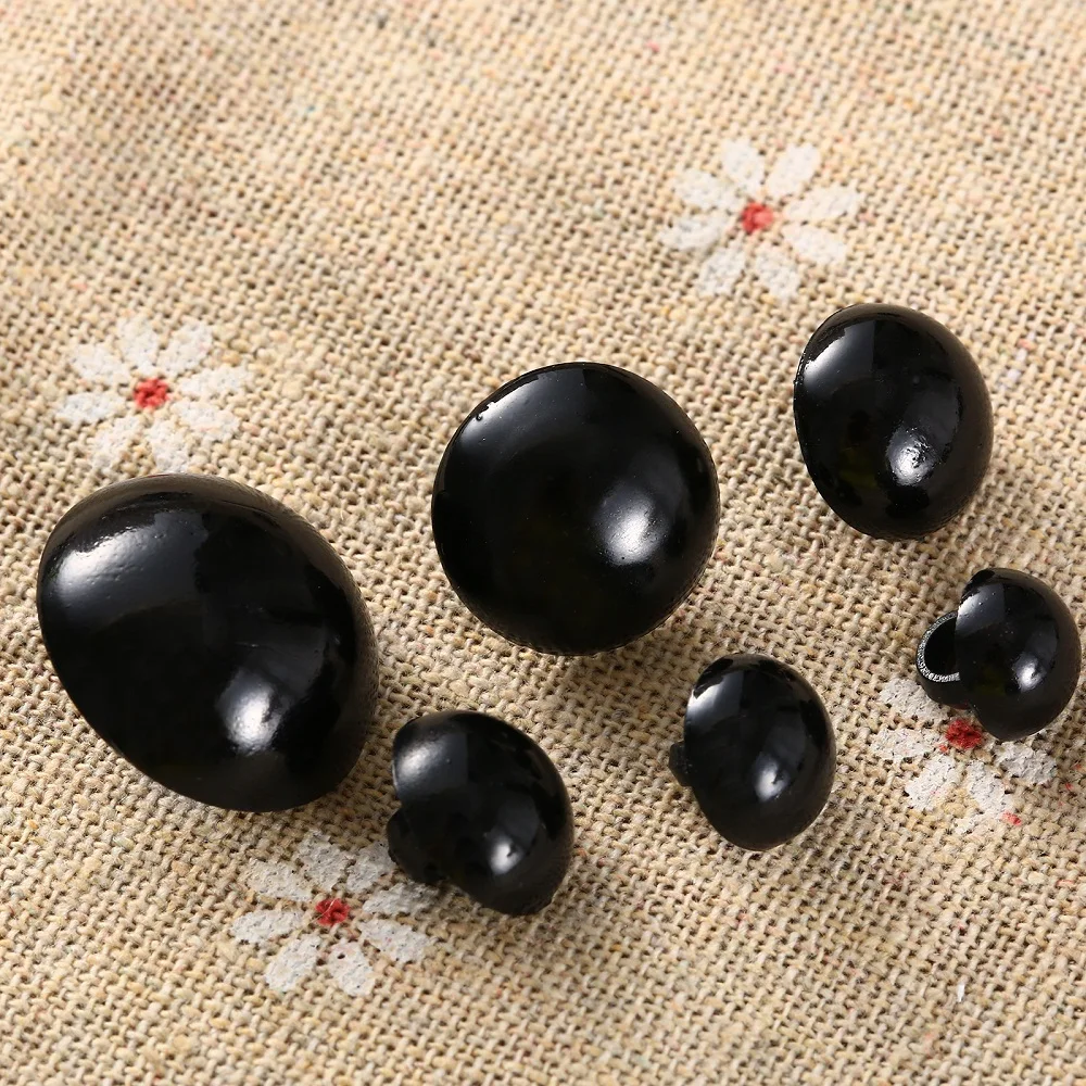 100Pcs Black Mushroom Domed Round Buttons with Shank Clothes Decorative Buttons Hand Sewing Craft DIY Bear Doll Animal Toys Eyes