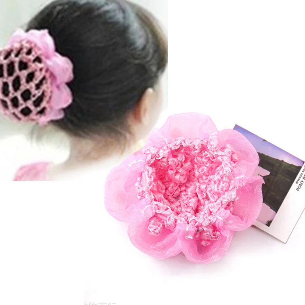 Children\'S Bun Cover Snood Hairnet Hair Net Mesh Hair Accessories Girls Kids Ballet Dance Crochet Decor Flower Shape Headwear