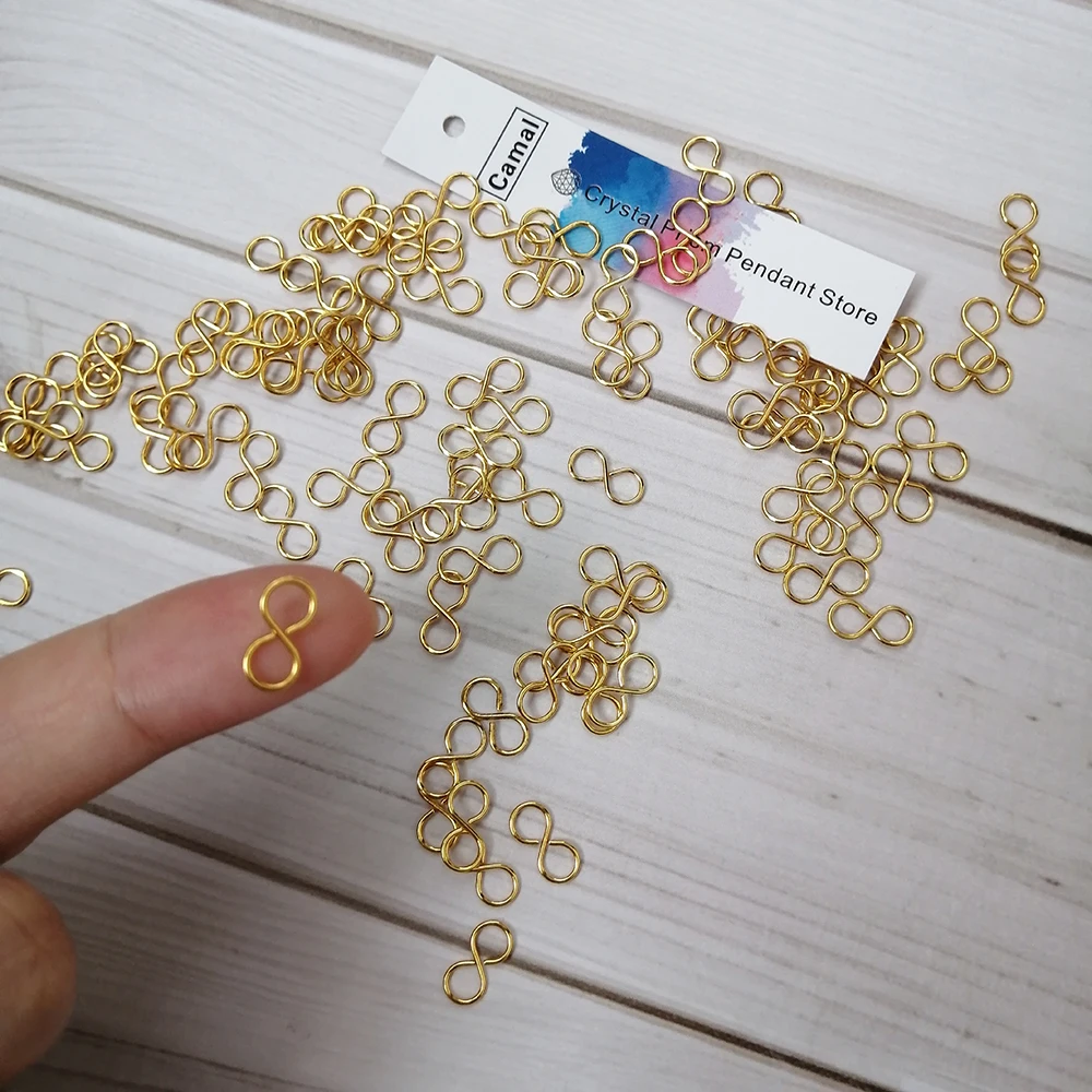 

Camal 100pcs 10x5mm Infinity Symbol Gold S 8 Clasp Metal Connector Hook Crystal Pendant Chandelier Part Jewelry Finding