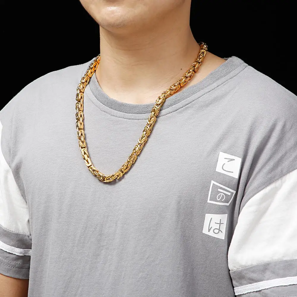 Kalen 8mm Wide Stainless Steel 60cm Chain Men\'s Hip Hop Necklace Jewelry Gift