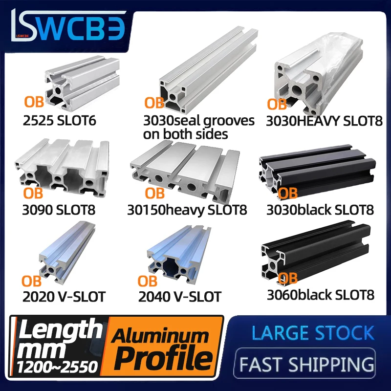 

European standard aluminum alloy industrial aluminum profile 2020 2040 3030 3060 small automatic rail equipment profile flow