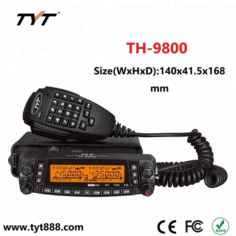 VERSÃO MAIS RECENTE!! Tyt TH-9800 plus quad band rádio móvel 50w com cabo